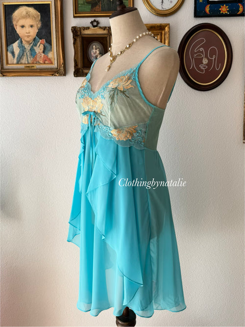 Butterfly Blue Chiffon Slip Size S/M