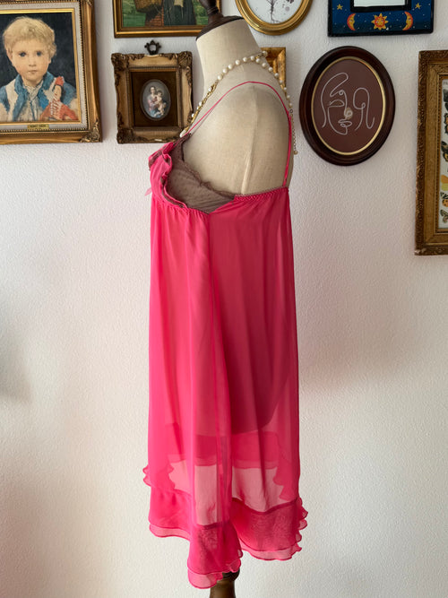 Dark Pink Chiffon Slip size S