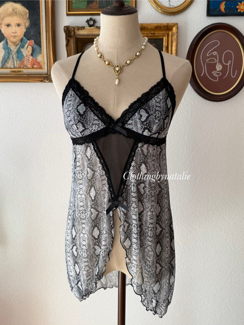 Animal Print Sheer Mesh Slip size S
