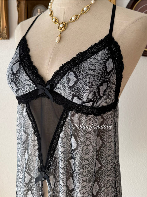 Animal Print Sheer Mesh Slip size S