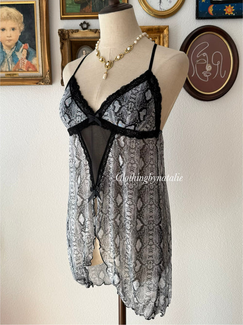 Animal Print Sheer Mesh Slip size S
