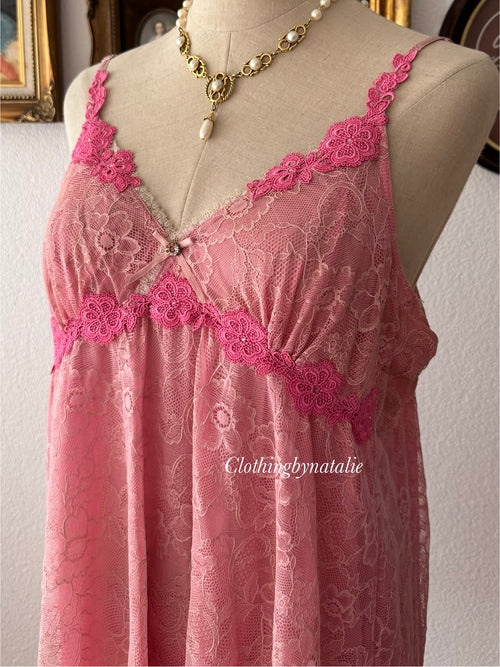Coquette Pink Lace Babydoll size M