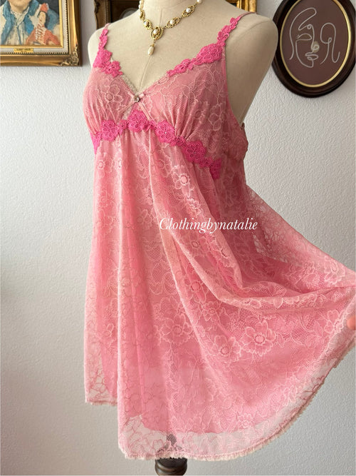 Coquette Pink Lace Babydoll size M