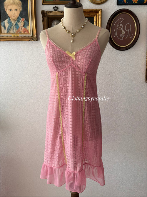 Pink Lace Slip Dress size S