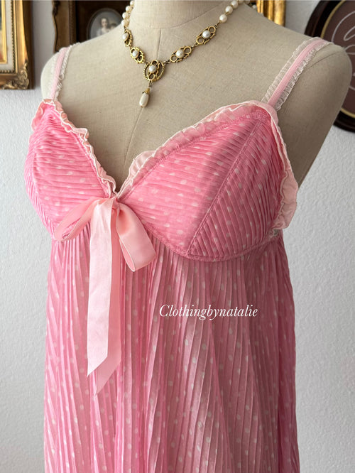 Pink Poka Dot Mesh Slip Size M