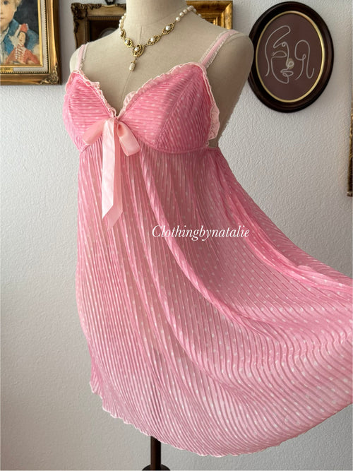 Pink Poka Dot Mesh Slip Size M