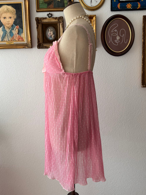 Pink Poka Dot Mesh Slip Size M