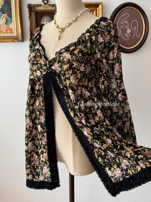 Dark Floral Lace Babydoll size M