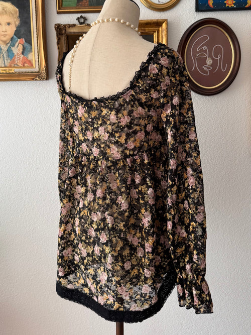 Dark Floral Lace Babydoll size M