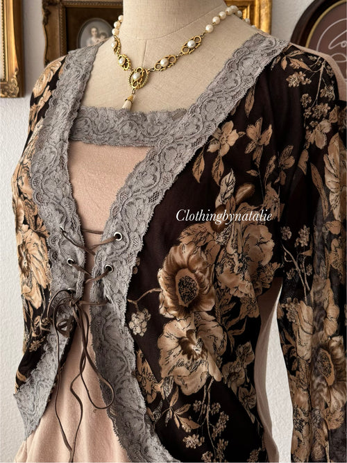 Brown Jersey Blouse size S/small M