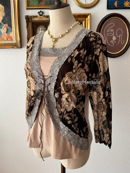 Brown Jersey Blouse size S/small M