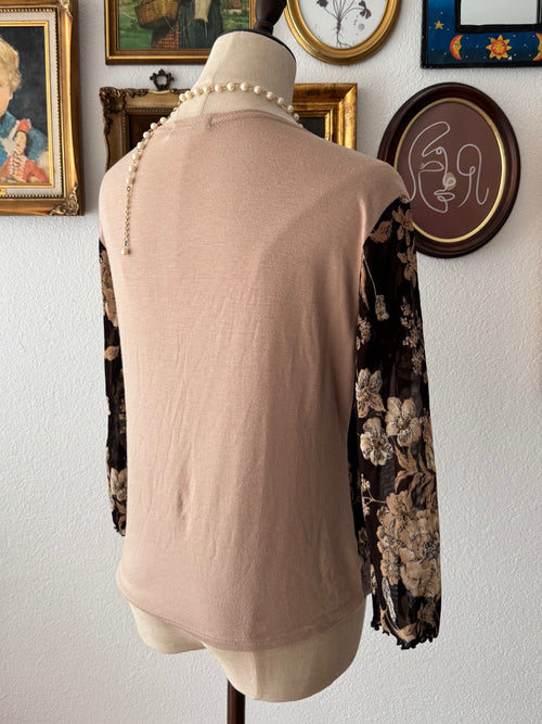 Brown Jersey Blouse size S/small M