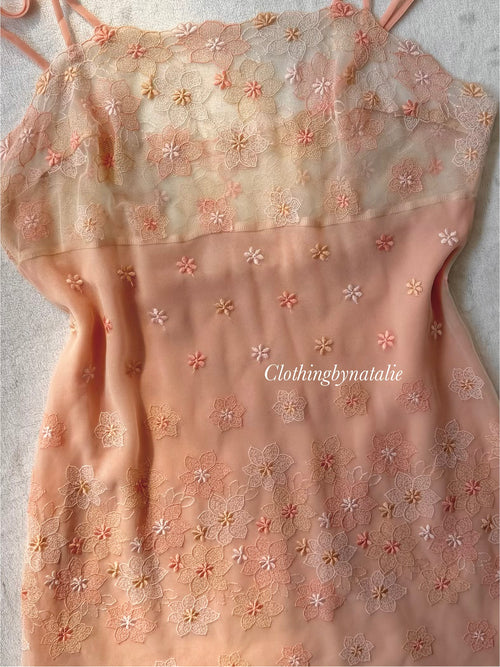 Floral Sheer Orange Slip size S
