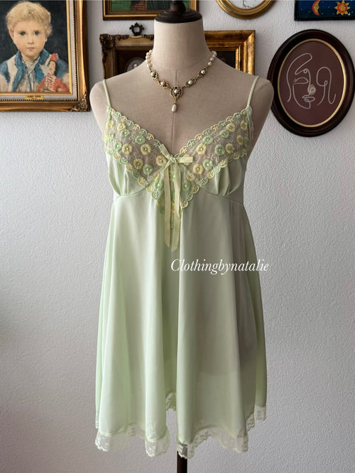 Green Nylon Lace Babydoll size M