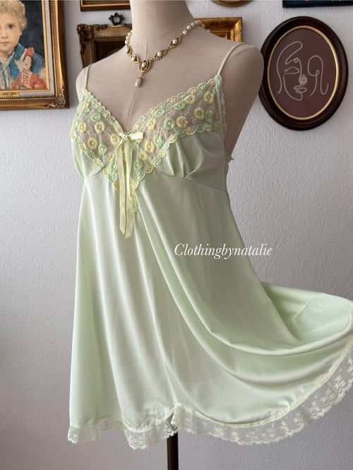 Green Nylon Lace Babydoll size M