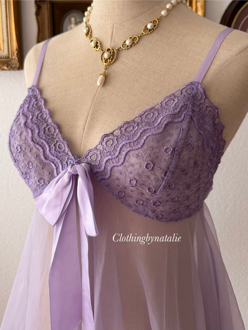 Purple Sheer Mesh Babydoll size S