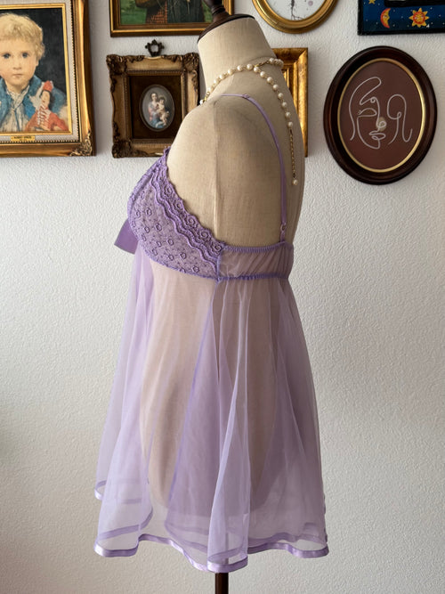 Purple Sheer Mesh Babydoll size S