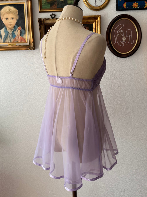 Purple Sheer Mesh Babydoll size S