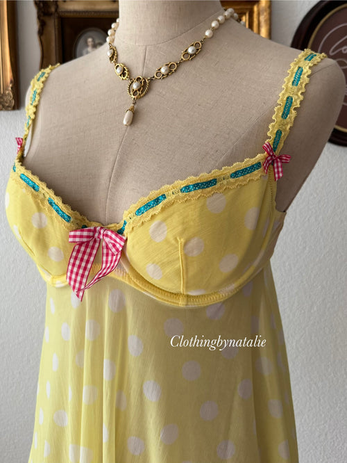 Yellow Poka Dot Mesh Bustier size 36B