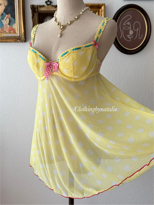 Yellow Poka Dot Mesh Bustier size 36B