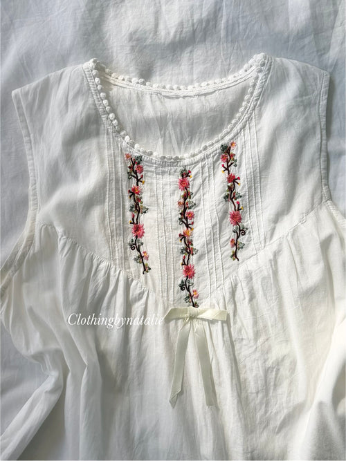 Vintage White Cotton Nightgown size M