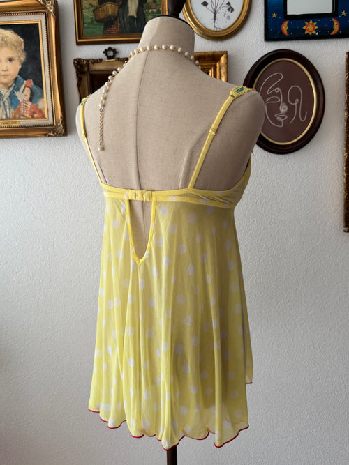 Yellow Poka Dot Mesh Bustier size 36B