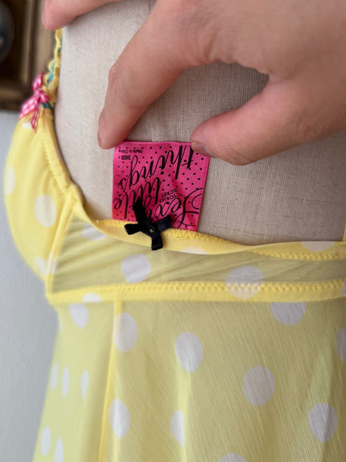 Yellow Poka Dot Mesh Bustier size 36B