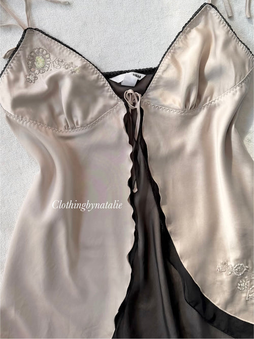 Whimsical Grey Satin Babydoll size M