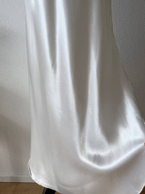 California Dynasty White Satin Maxi Gown Size M
