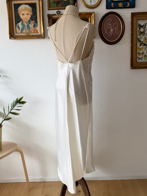 California Dynasty White Satin Maxi Gown Size M