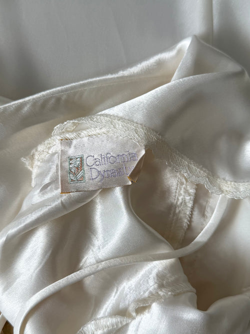 California Dynasty White Satin Maxi Gown Size M