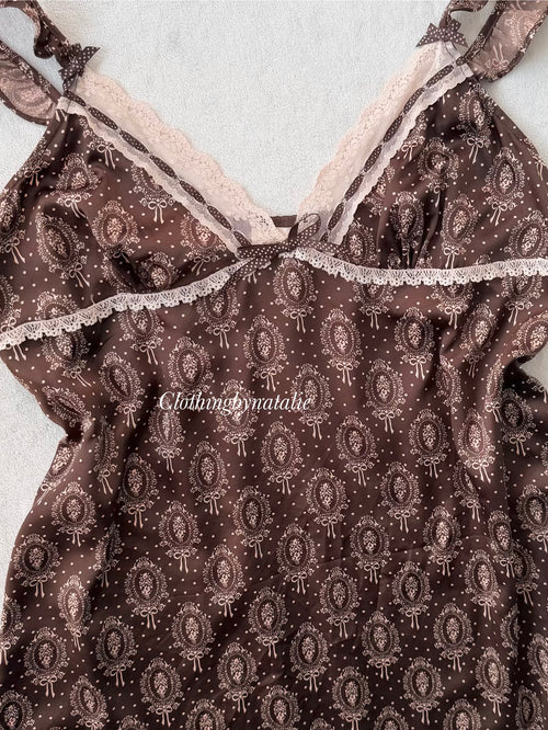 Coquette Brown Satin Dress size M