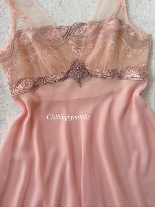 Romantic Pink Chiffon Babydoll size S