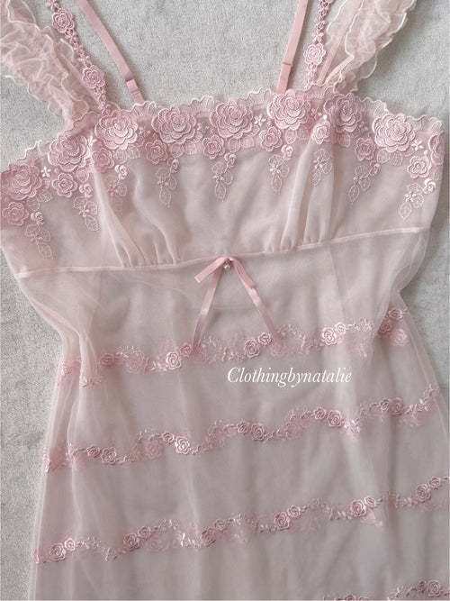 Romantic Sheer Rose Slip size M