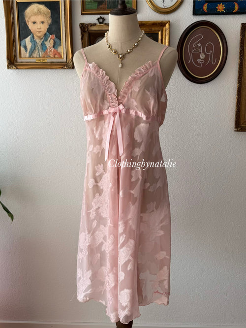 Pink Brocade Slip Dress size M