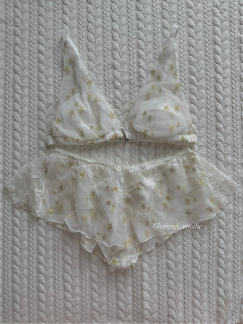 White Star Mesh Bralette Set (New-S/75A/B)