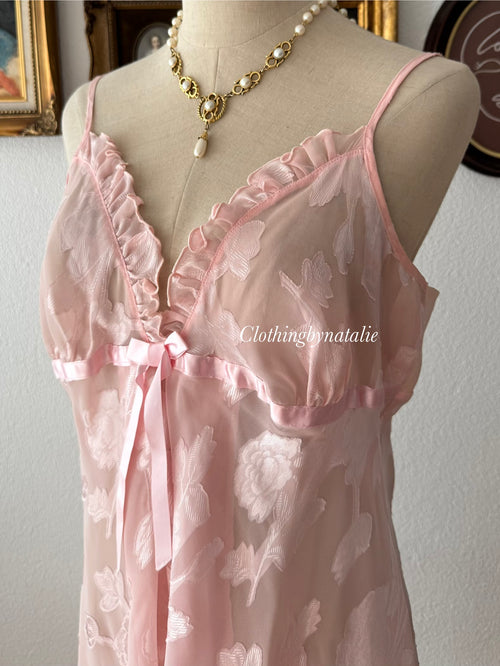 Pink Brocade Slip Dress size M