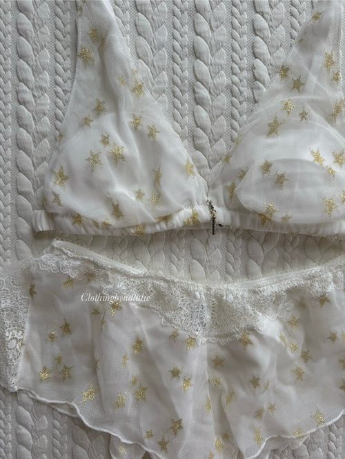 White Star Mesh Bralette Set (New-S/75A/B)