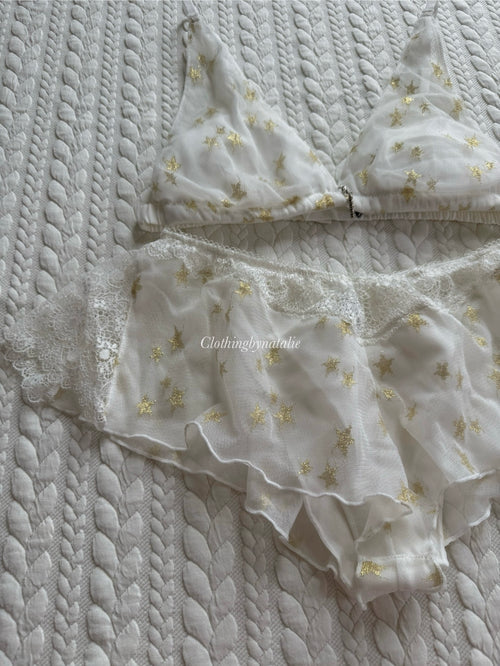 White Star Mesh Bralette Set (New-S/75A/B)