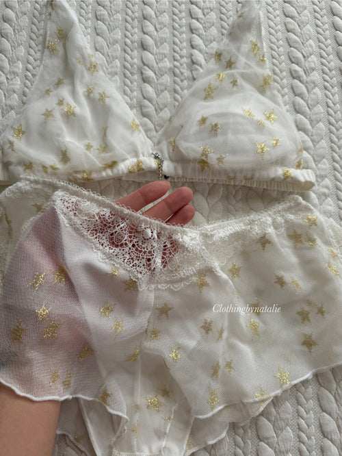White Star Mesh Bralette Set (New-S/75A/B)