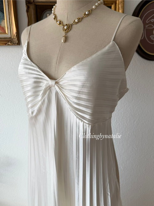 California Dynasty Pleated Satin Maxi Gown Size M/small L