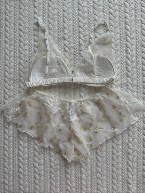 White Star Mesh Bralette Set (New-S/75A/B)