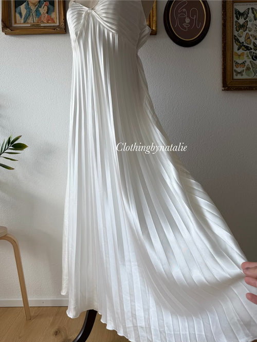 California Dynasty Pleated Satin Maxi Gown Size M/small L