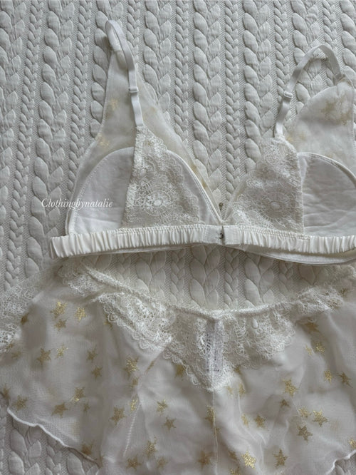 White Star Mesh Bralette Set (New-S/75A/B)