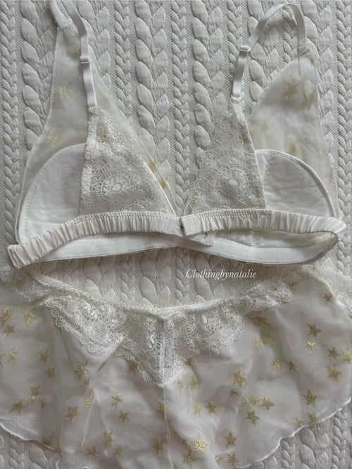 White Star Mesh Bralette Set (New-S/75A/B)