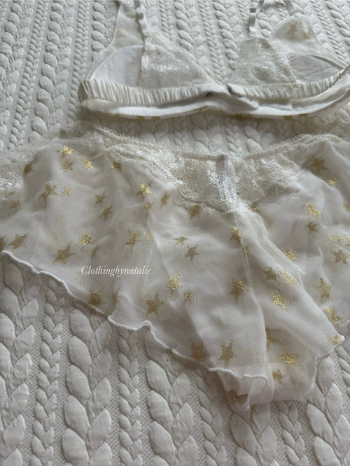White Star Mesh Bralette Set (New-S/75A/B)