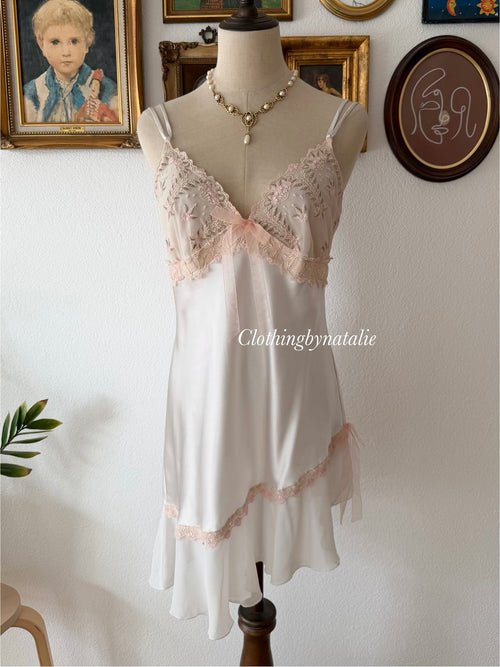 Delicates White Satin Mini Dress Size S