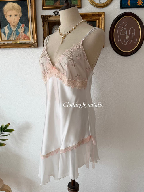 Delicates White Satin Mini Dress Size S