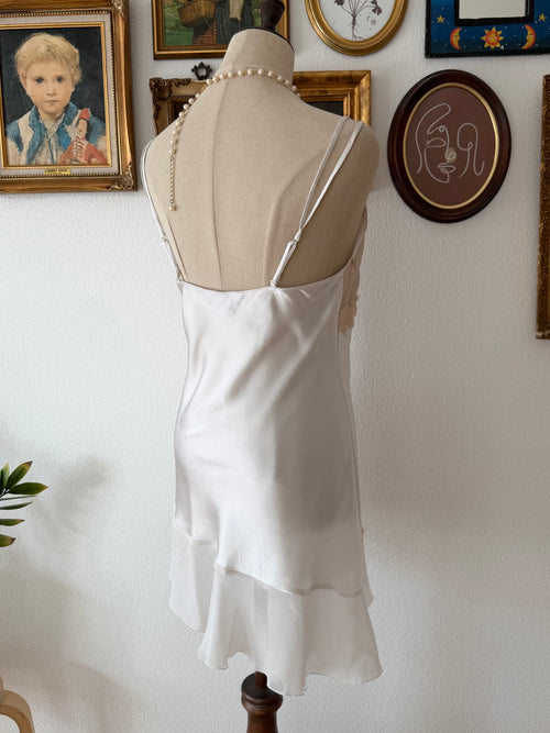 Delicates White Satin Mini Dress Size S