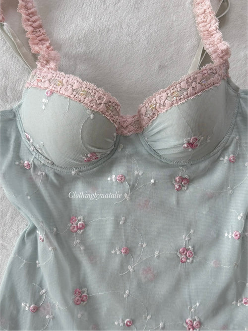VS Mint Floral Mesh Babydoll (S/36B)